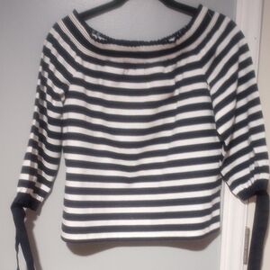 Striped Navy Blue  and White Top